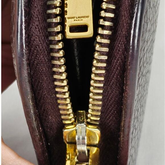 SAINT LAURENT PARIS DARK BROWN CONTINENTAL WALLET – GOLD ZIP – PEBBLED LEATHER - Picture 5 of 11